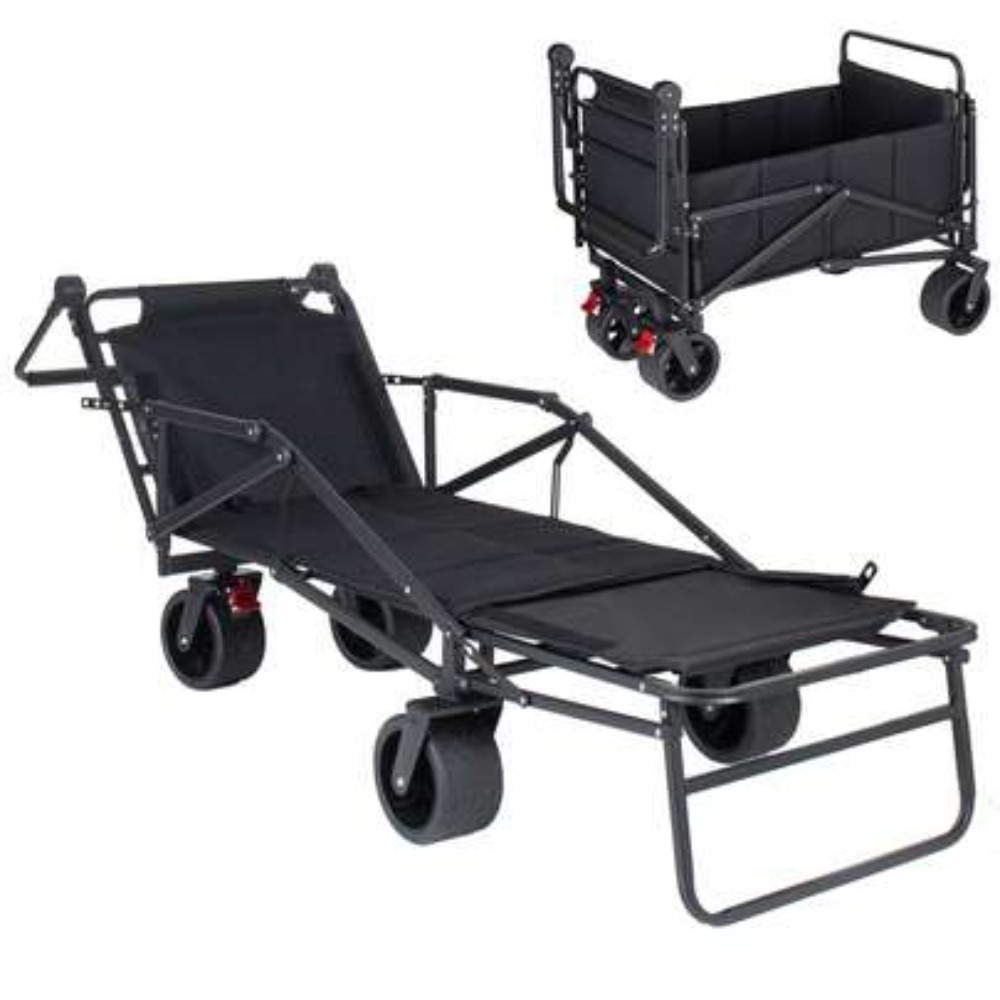 Camp Table Folding - Chariot de transport 3-en-1 avec porte-gobelet