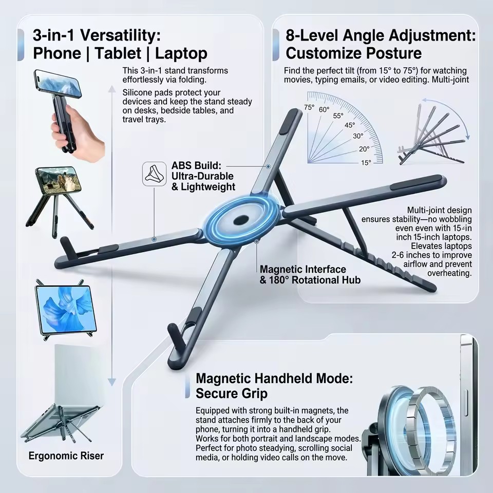 Camp Table Folding - Support de téléphone magnétique portable et