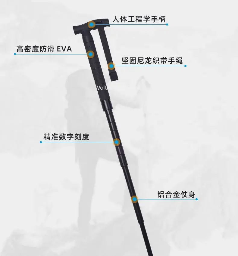 Trekking Poles - Bâton de randonnée rétractable intégré, bâton