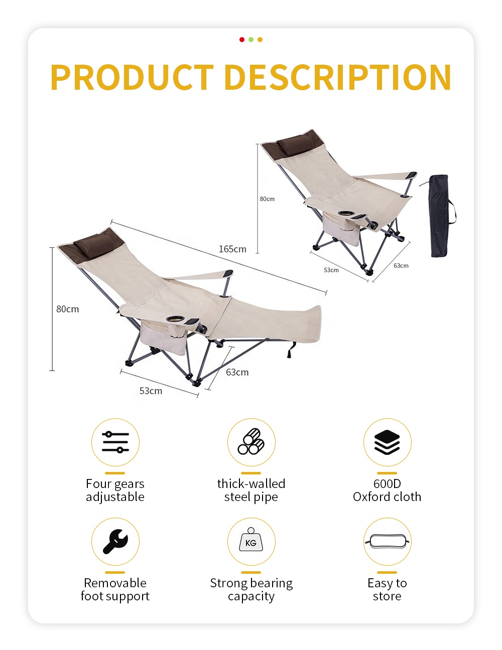 Chaise pliante inclinable port - Outdoor Camping Chairs avis et prix