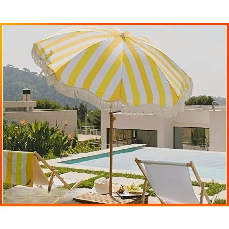 Parasol rayé jaune de 2 mètres - Outdoor Camping Events 2026 avis et prix